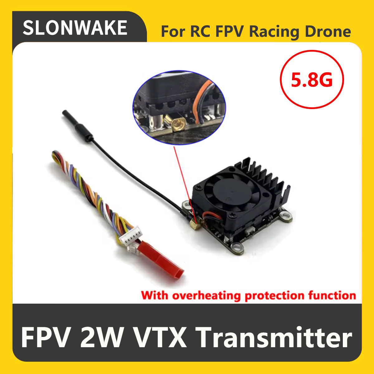 SLONWAKE 5.8G 2000mW FPV VTX T - огляд і ціна Fpv Drone Camera